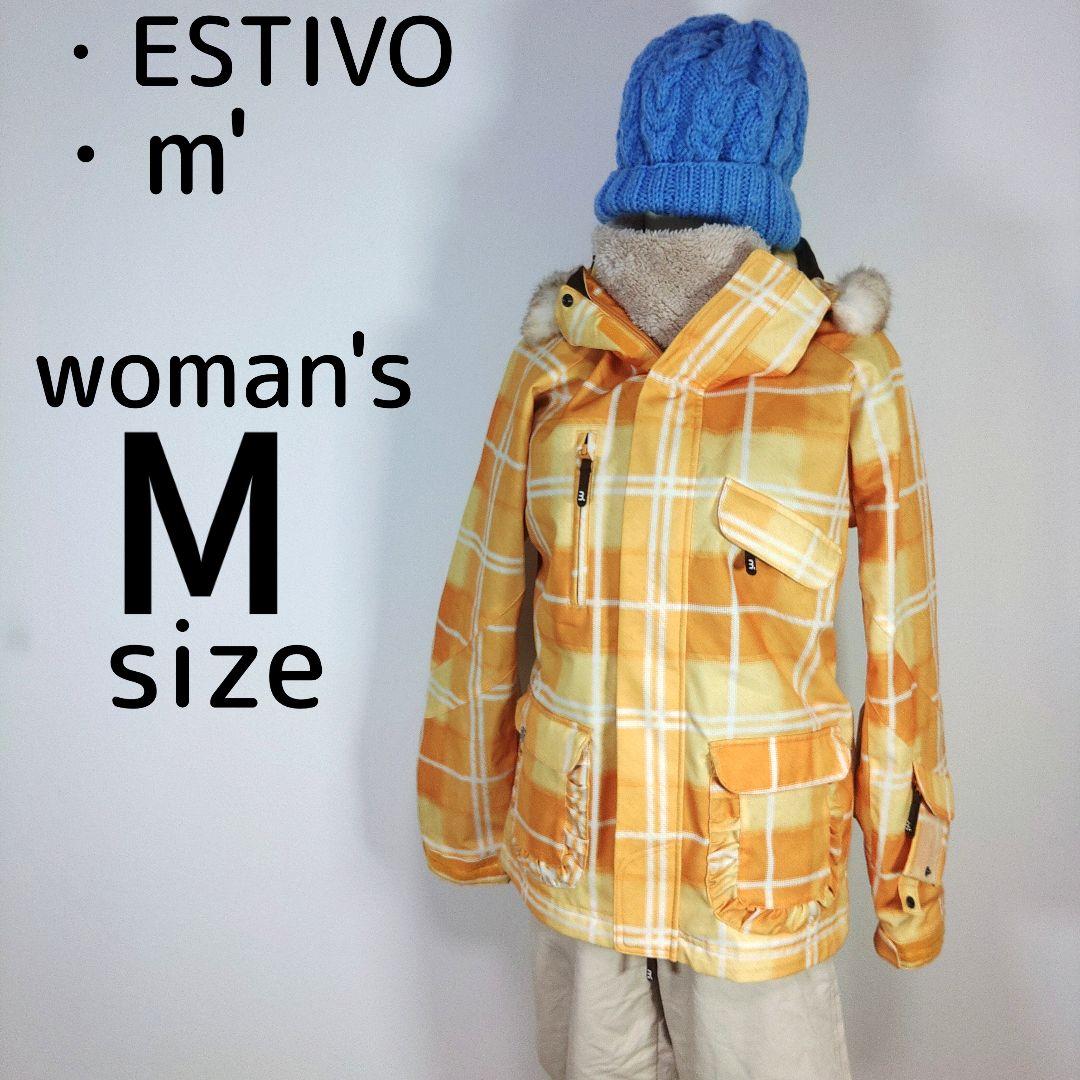 レディース　M　スキー　スノーボードウェア　上下セット　イエロー　黄　チェック柄