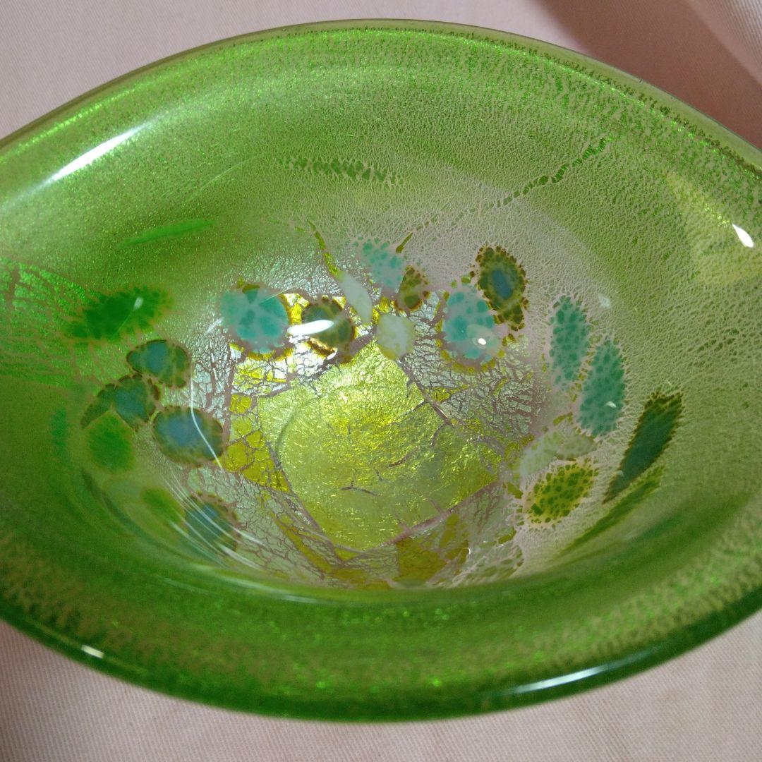 作家物　創作ガラス　 葉の形のガラス