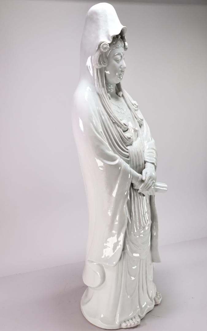 仏教美術　九谷焼　峰光作　特大　聖観音菩薩立像　願掛け　高さ94㎝　BK120