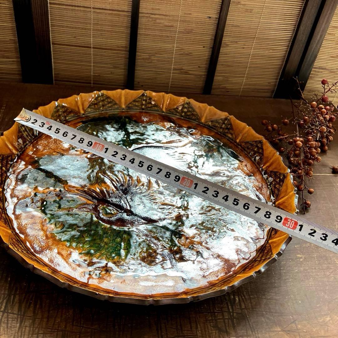 古美術　九谷焼　大皿　縁起物　鳥　希少　蔵出し　お正月　青手