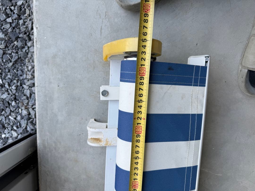 車両用オーニング 青と白のストライプ 2m