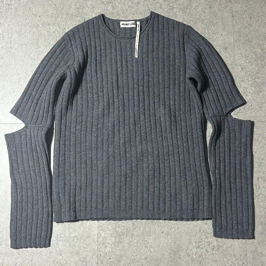 HELMUT LANG エルボーカットアウト グレーニット