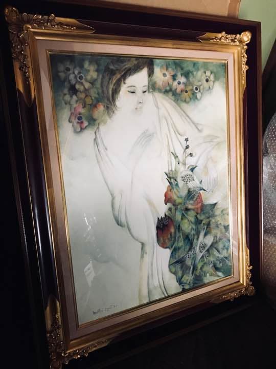 吉田正雄先生の油絵、たわむれ、アンティーク