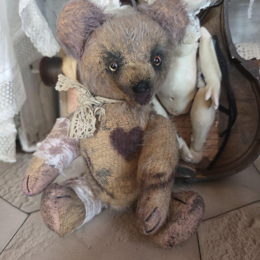 フランス　アンティークテディベア　ダーク　退廃的　シャビー　ブロカント