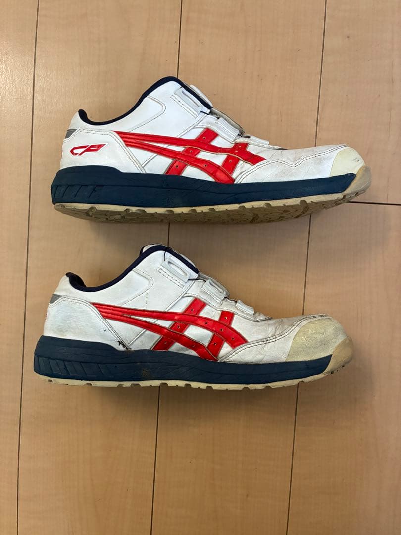 ビデ　ASICS WINJOB BOA ホワイト/レッド/ネイビー 安全靴