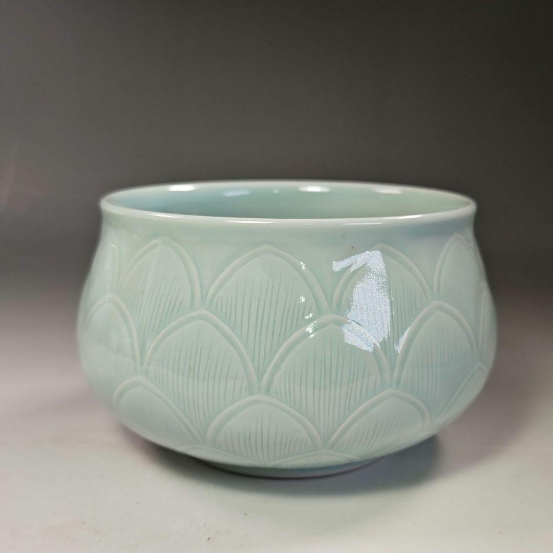 イ748 皆具『韓国 陶芸 粱命煥 青磁 青珍 皆具　共箱』茶道具