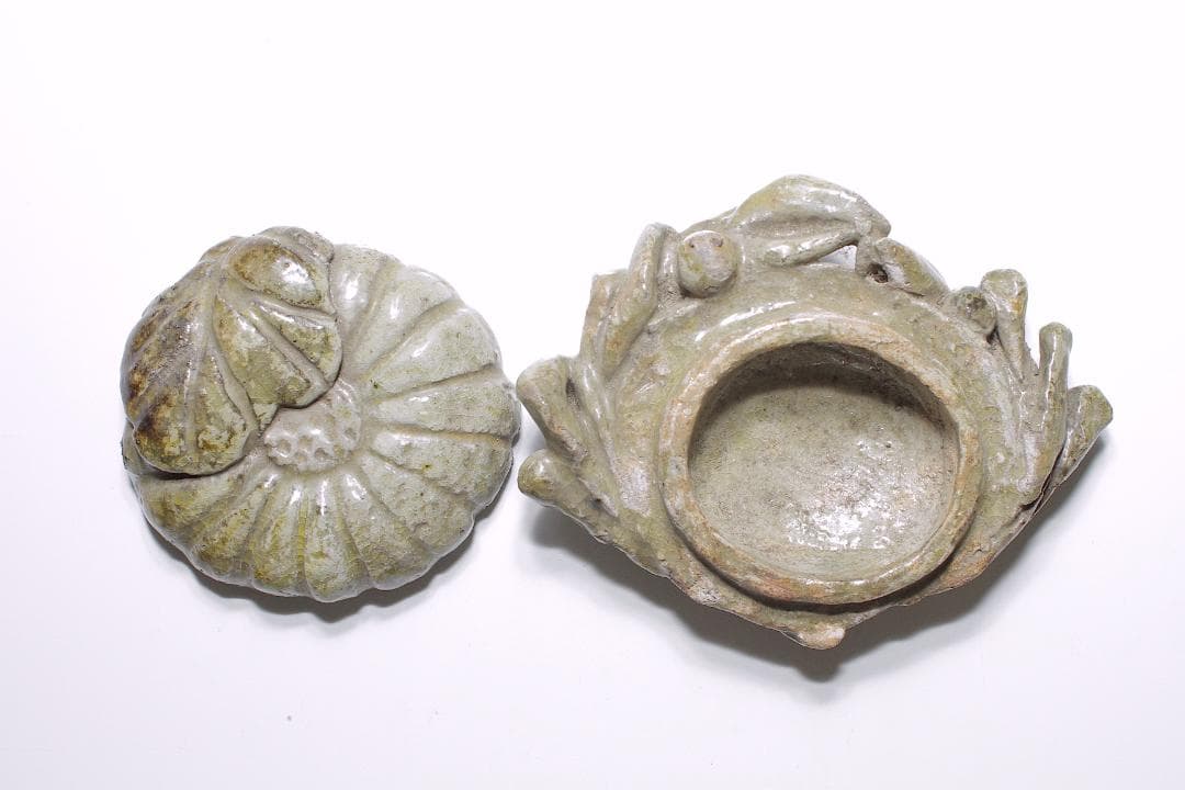 幕末-明治期 灰釉 橘形香合