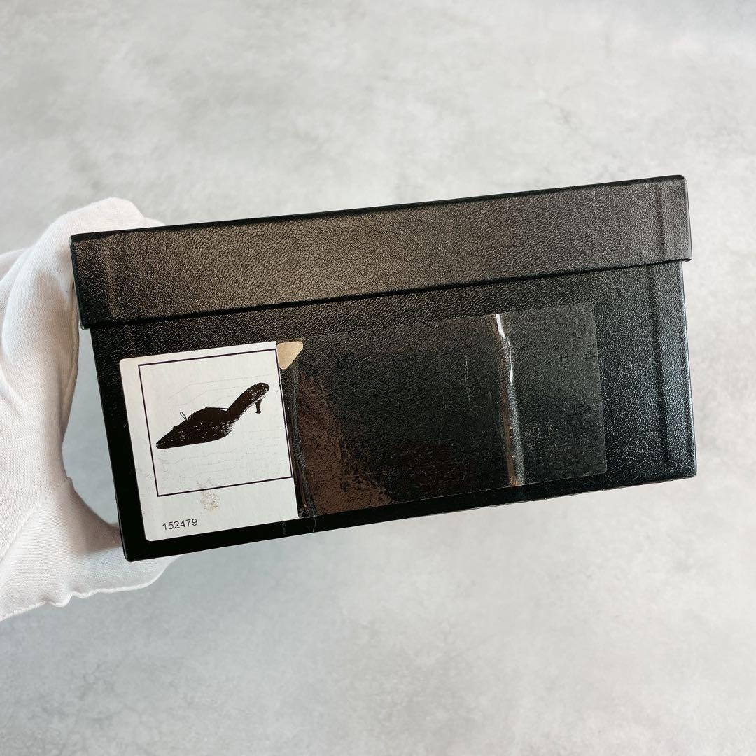 靴 Vintage Chanel Black suede bow mules