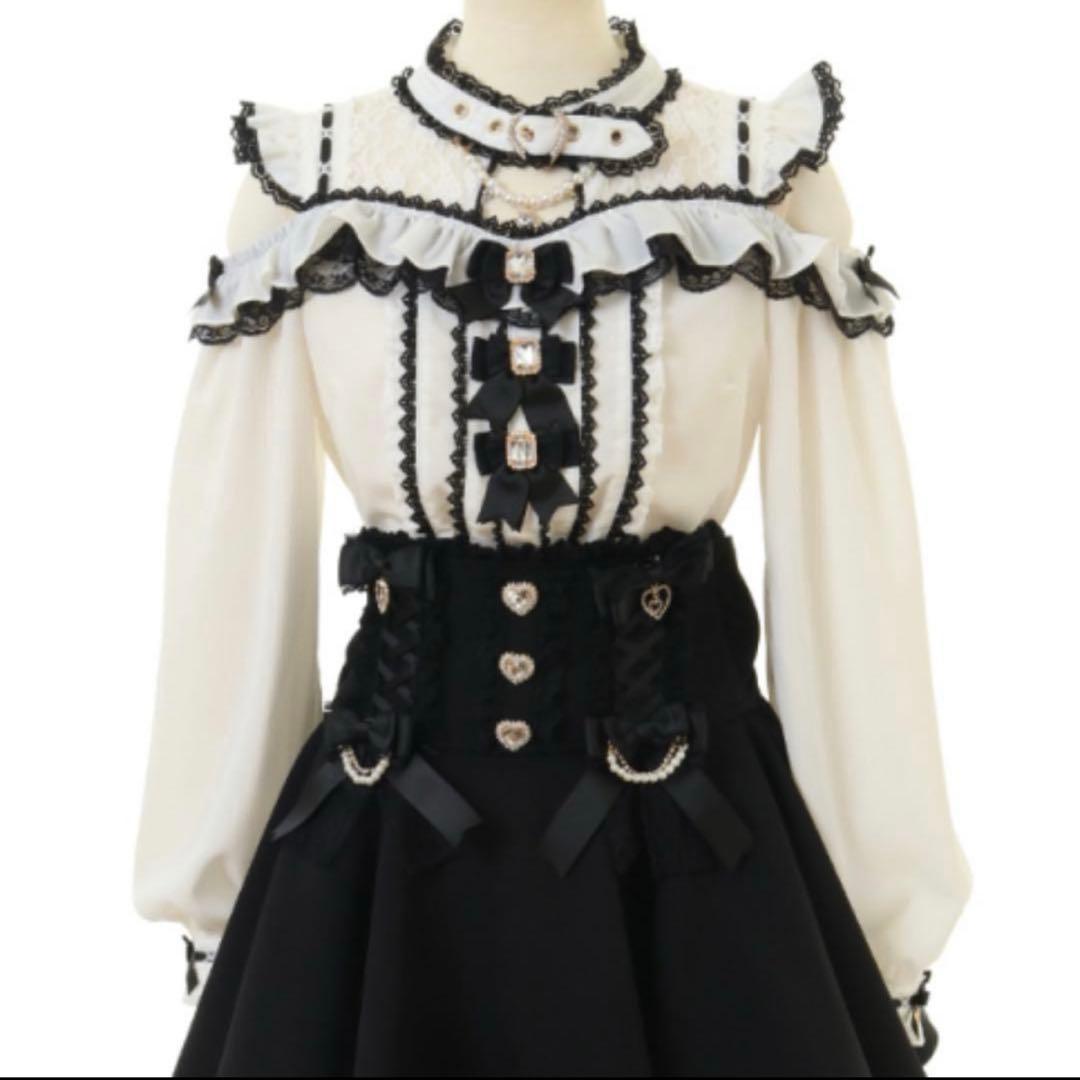 LIZLISA リズリサ 3つリボンフロントチョーカーブラウス ブラック