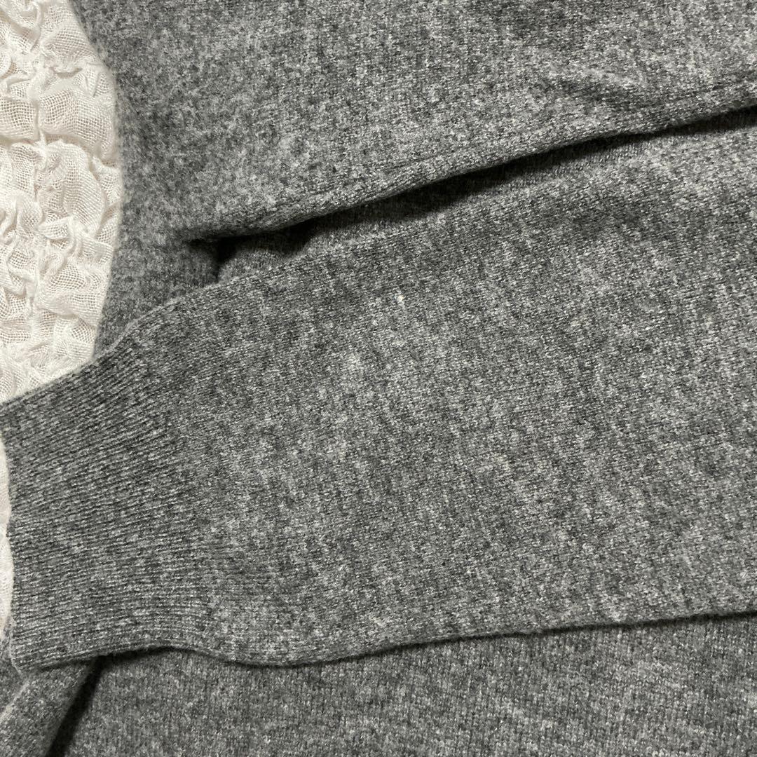 プレイコムデギャルソン　ニットカーディガン　クルーネック　チャコールグレー　M