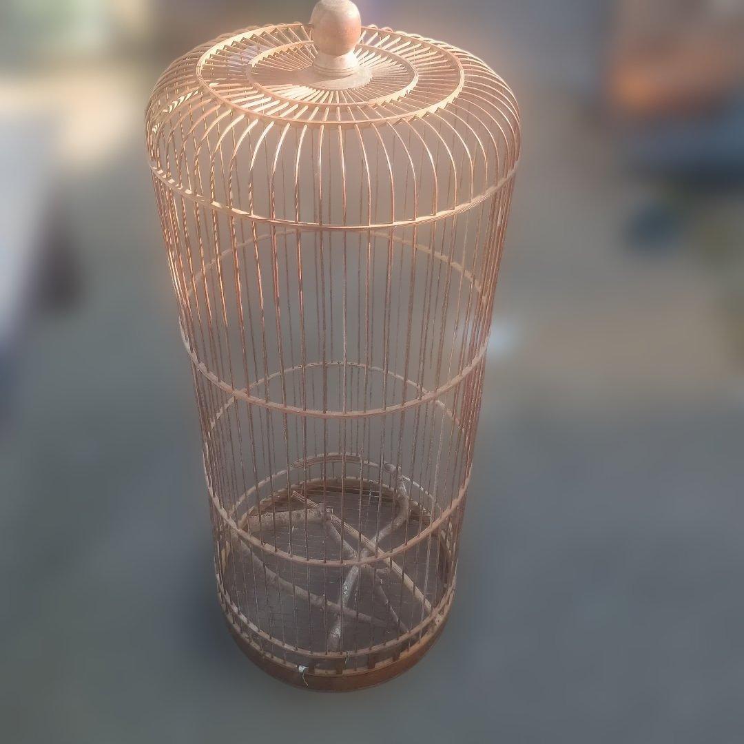 5133）木製鳥かご　吊り下げタイプ　高さ８３．５ｃｍ　大型