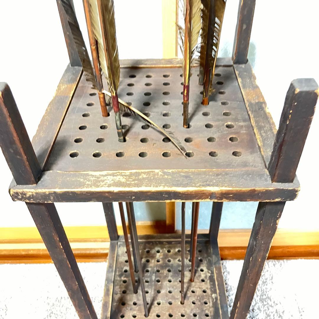 ヴィンテージ　矢箱　矢付き　猫足　木製