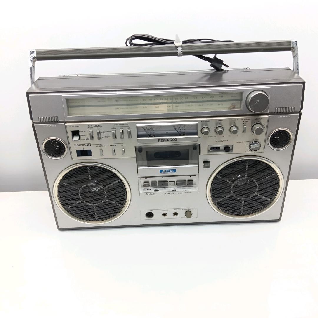 【希少】HITACHI レトロ　ラジカセ TRK-8600 ジャンク25-058