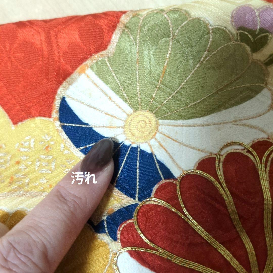 ムーミン様☆アイボリー花鳥と菊 振袖リメイクV開きワンピ*