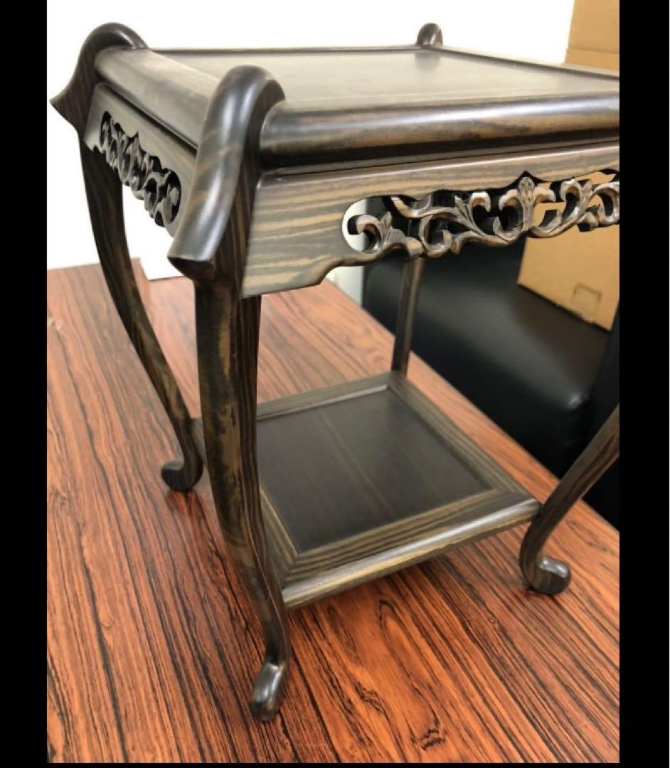 未使用！中卓　花台　香炉台　中国美術 唐木　アンティーク　レトロ　黒丹