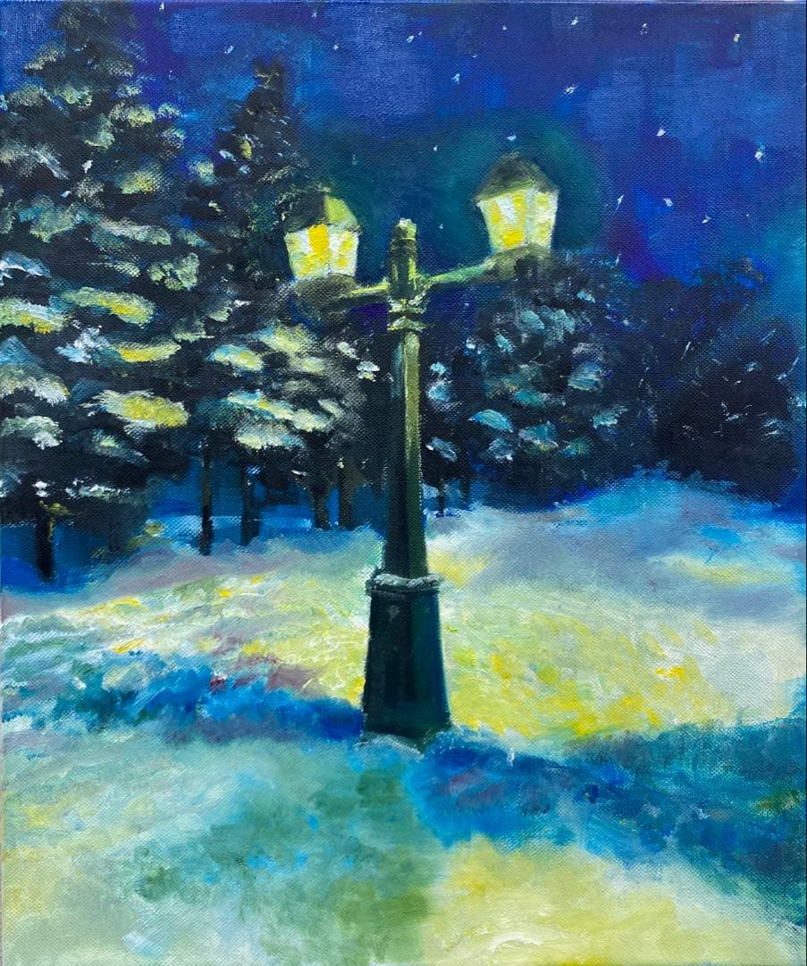 油彩画『街灯』