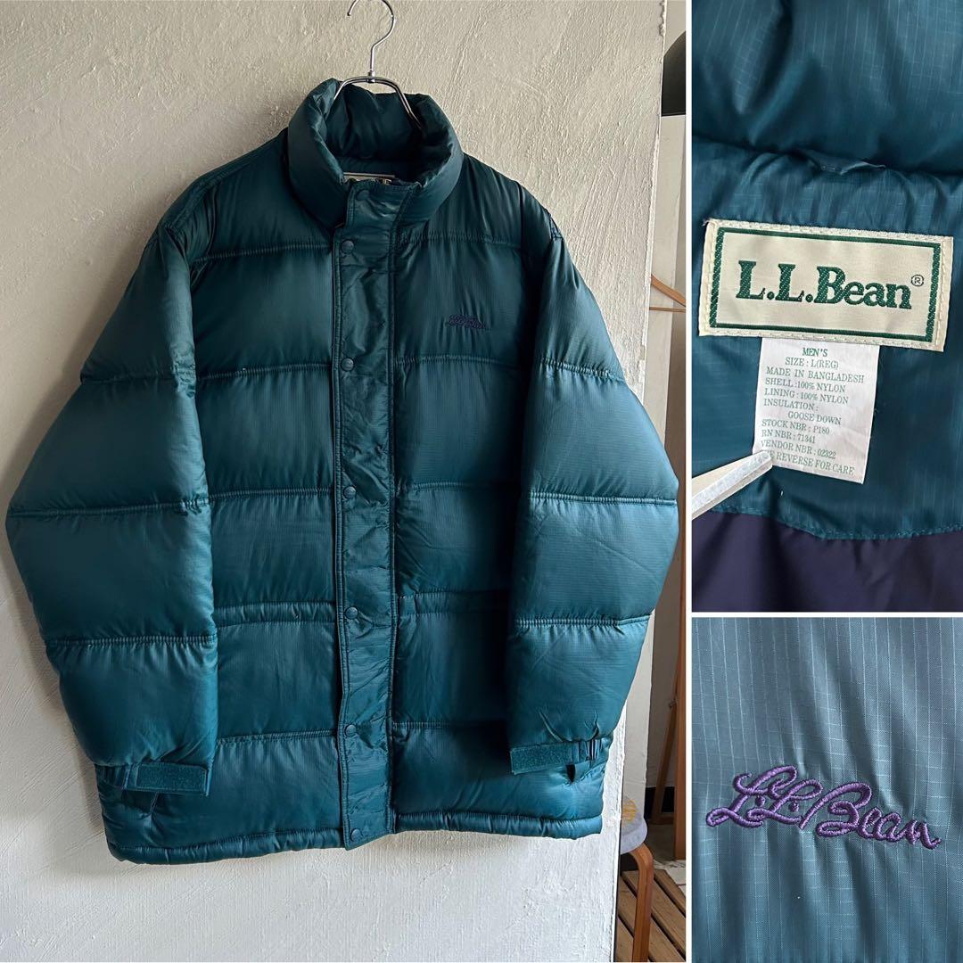 80S L.L.Bean ロゴ刺繍 グースダウン ダウンジャケット グリーン