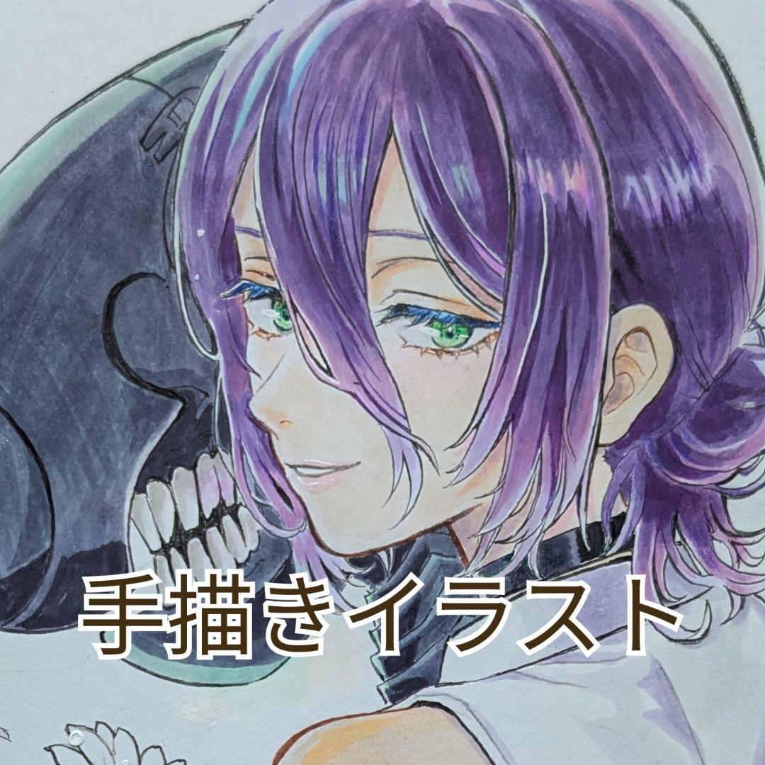 ラ*プ様 手描きイラスト　レゼ　ファンアート　アナログイラスト