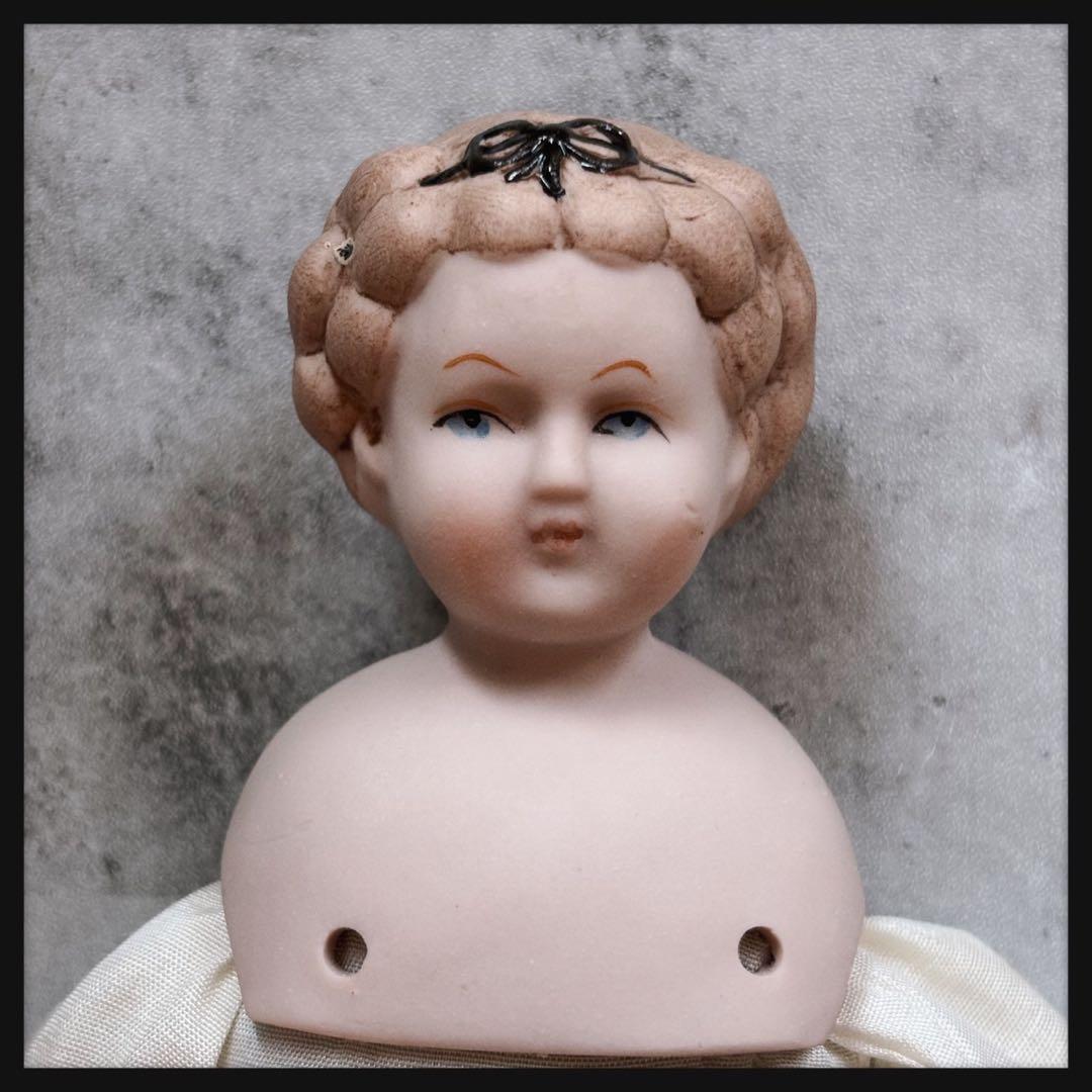 レアヴィンテージ 黒いリボンの女の子　ビスクドール