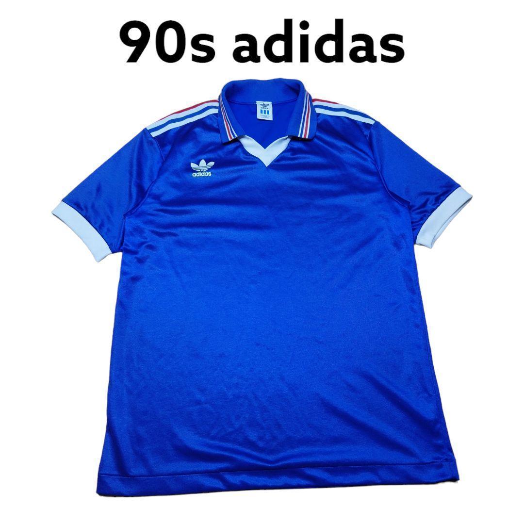 90s adidas　襟付きゲームシャツ　古着　アディダス　デサント製　3ライン