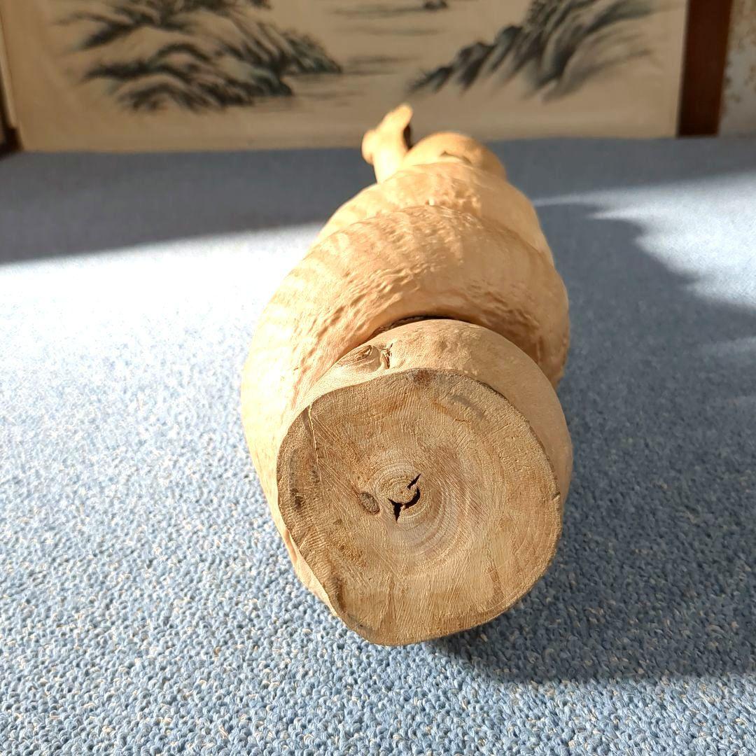 天然木 自然造形 蛇形希少 螺旋状 ねじれ木株 アート作品 高さ約61cm