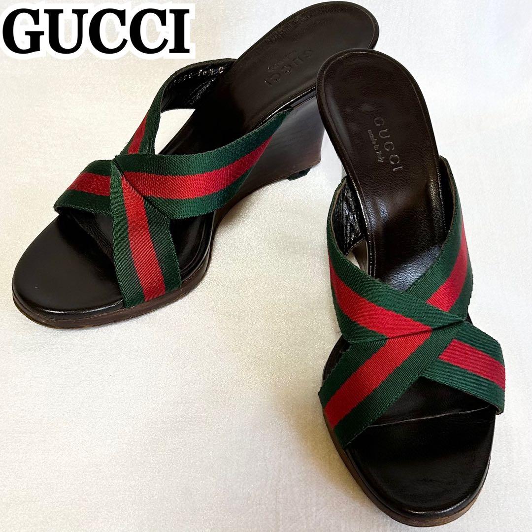グッチ GUCCI ミュール パンプス ヒール ウェッジソール サンダル