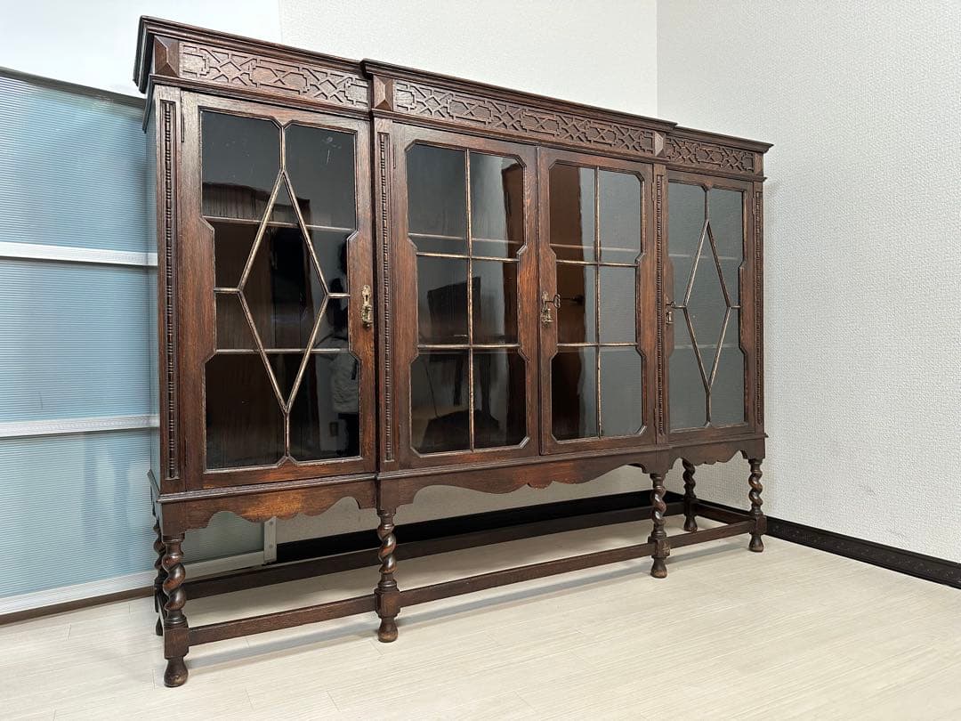 英国 イギリス アンティーク ブックケース ツイストレッグ 管理No.i0※