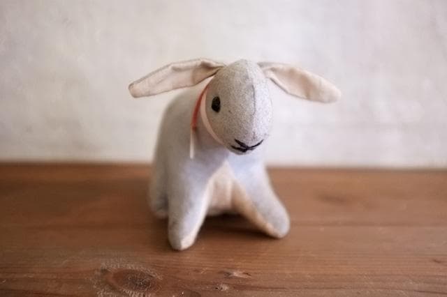 フランス 青いうさぎさんと薔薇色のリボンa ドール テディベア アンティーク