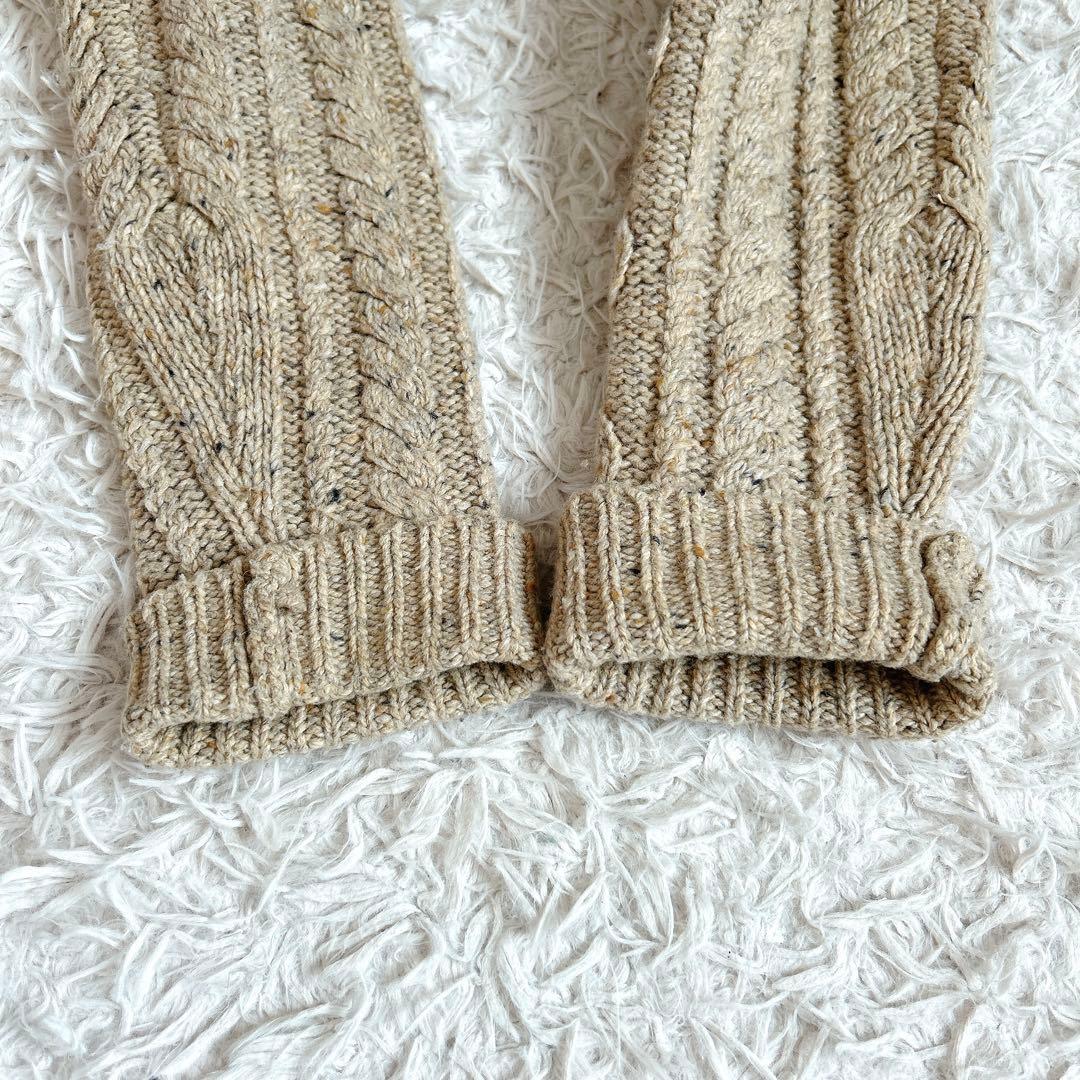 美品⁂ポロラルフローレン⁂ケーブルニット　ジップアップ　レザー　アルパカ混　M