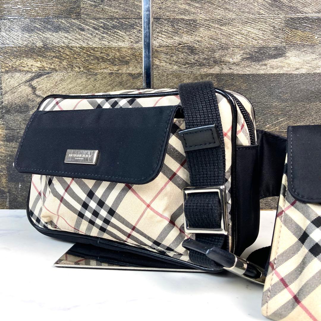 美品　バーバリー　ボディバッグ　ウエストポーチ　ナイロン　ノバチェック