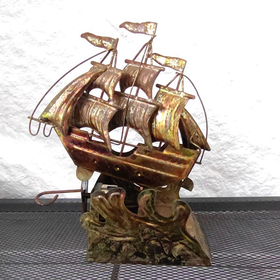 【アンティーク 帆船ブリキ】オルゴール 可動細工 動作確認済