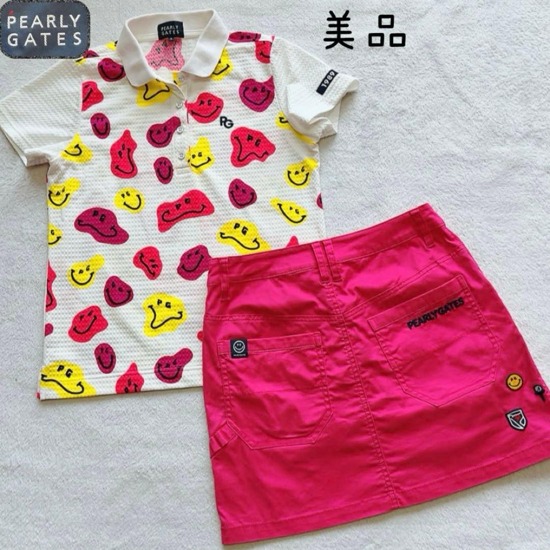 美品　近年　パーリーゲイツ　セットアップ　ニコ　スマイル　スカート ピンク