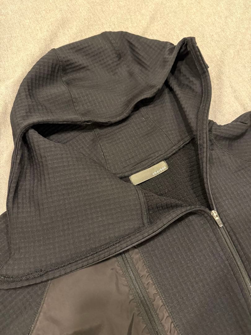 ち*ー様 Charbon GRID FLEECE ZIP UP HOODIE
