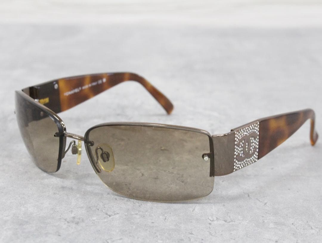 ▲CHANEL サングラス ココマーク ラインストーン ブラウンべっ甲柄