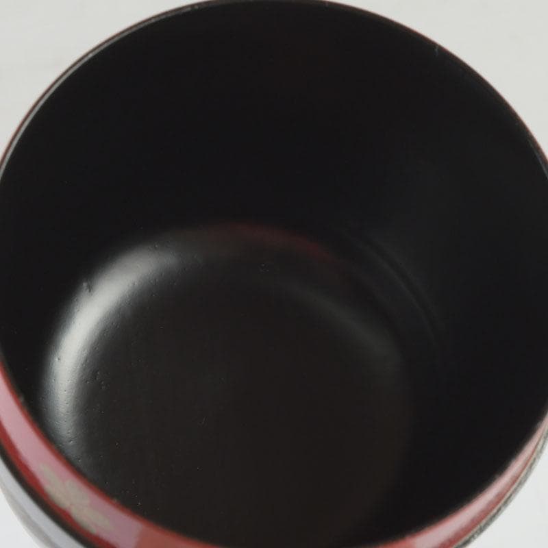 茶道具　漆匠　前端春斉作　黒一閑　雲錦　桜紅葉蒔絵　大棗　共箱　V　9342