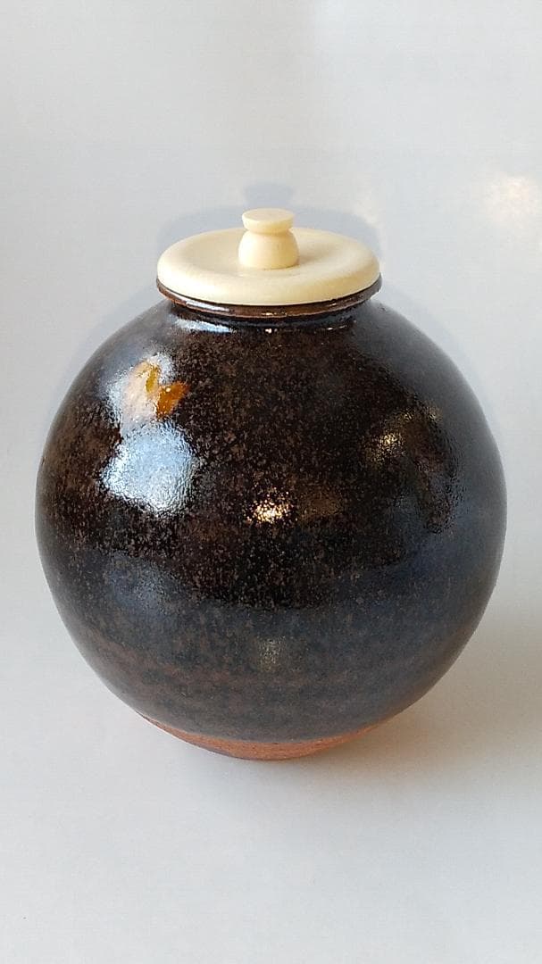 古瀬戸茶入 山口茂 作 仕覆 呂宋間道 茶道具 共箱 茶入 新品 未使用品 です