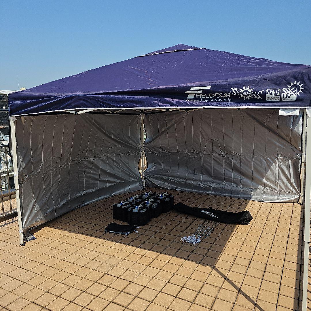 ★FIELDOOR ワンタッチタープテント 3.0x3.0m 強化版 スチール