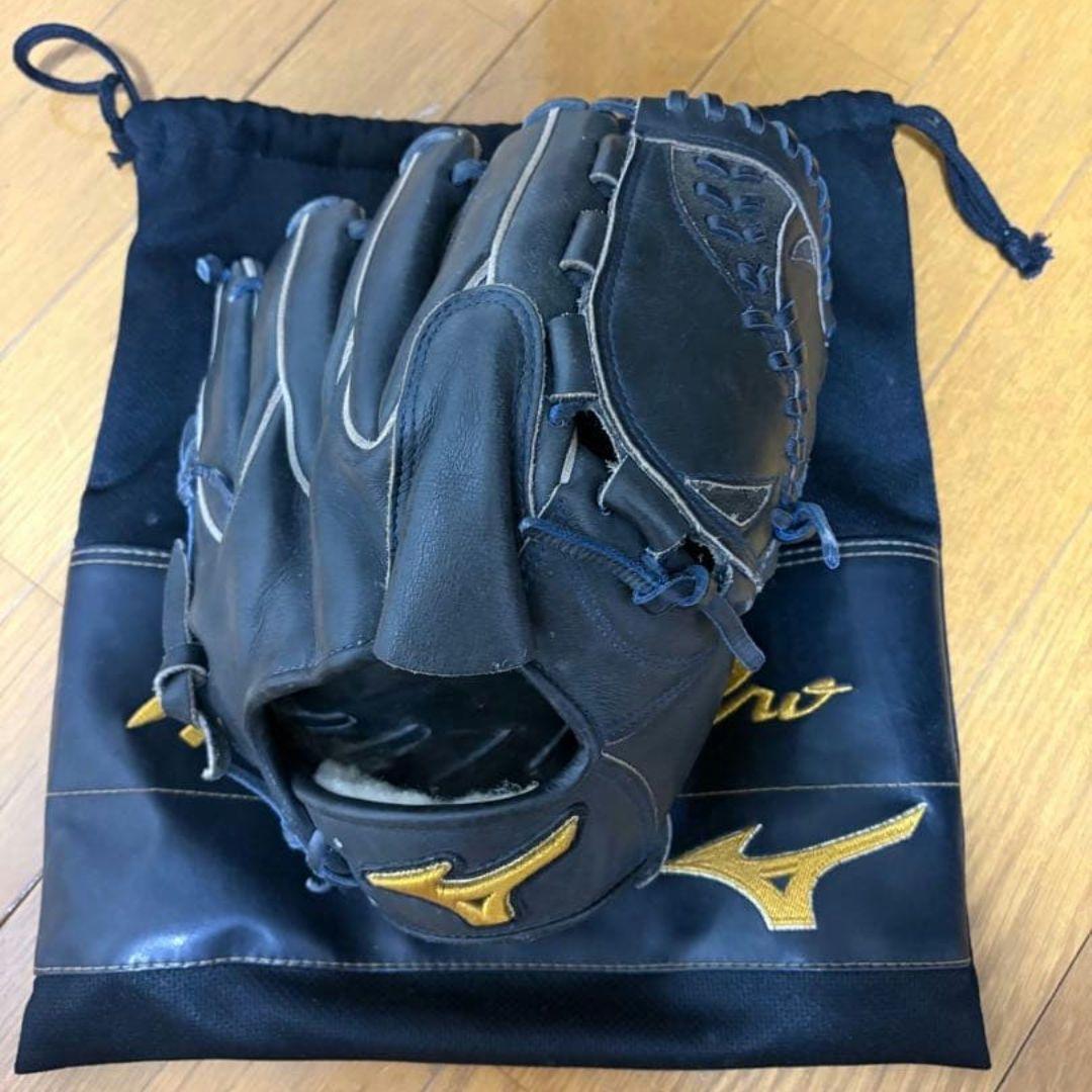 Mizuno Pro ネイビー　投手 オーダー軟式グローブ 専用袋付きミズノプロ