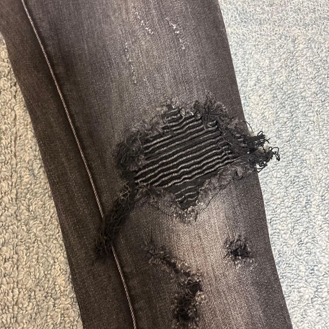 mnml ダメージスキニーデニム 29 ブラック スリムフィット