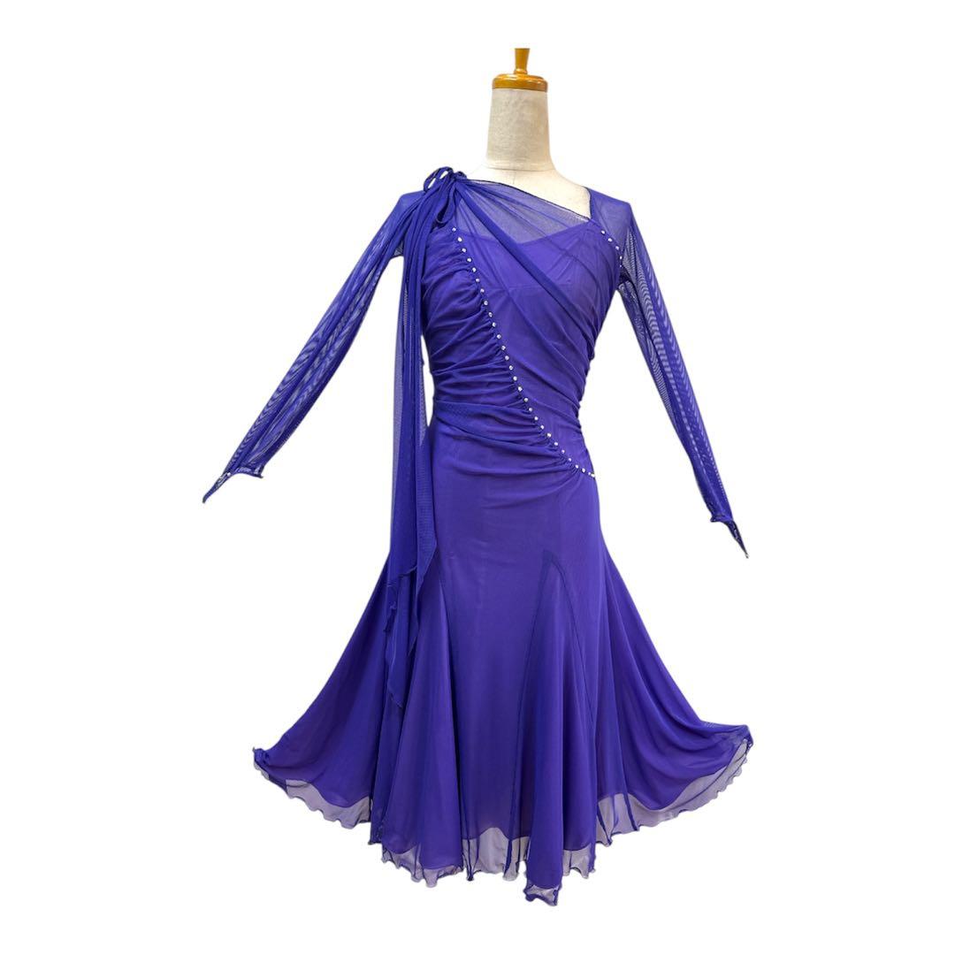 6239★M 紫 スワロフスキー スタンダードドレス 社交ダンス