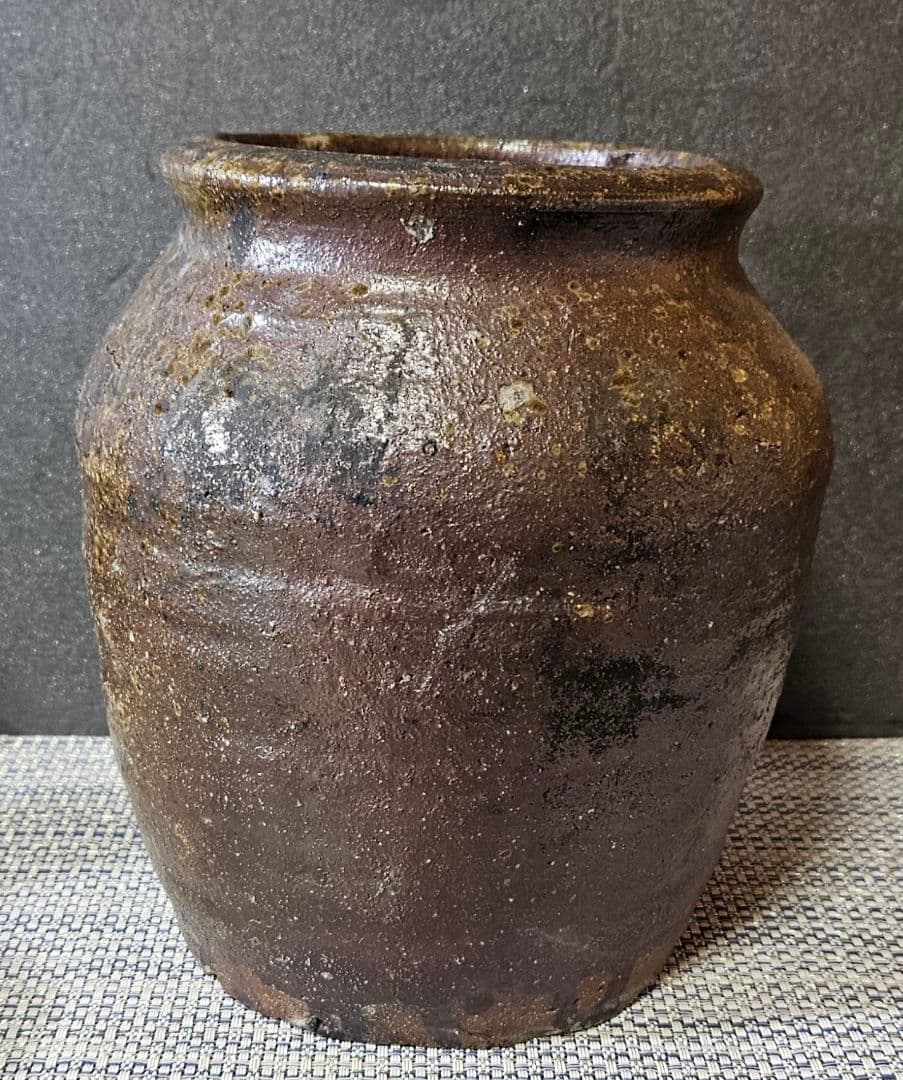 江戸時代　古丹波　自然釉　壺　種壺　花入れ　花生け　茶道具　茶室　高18.1cm