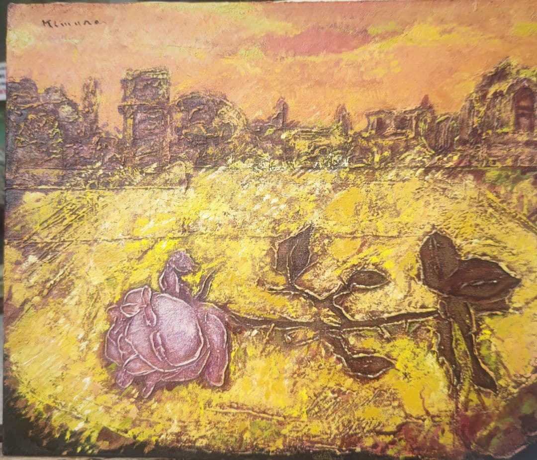 木村二朗、薔薇の心象風景、８号油彩、封蝋的マチエル