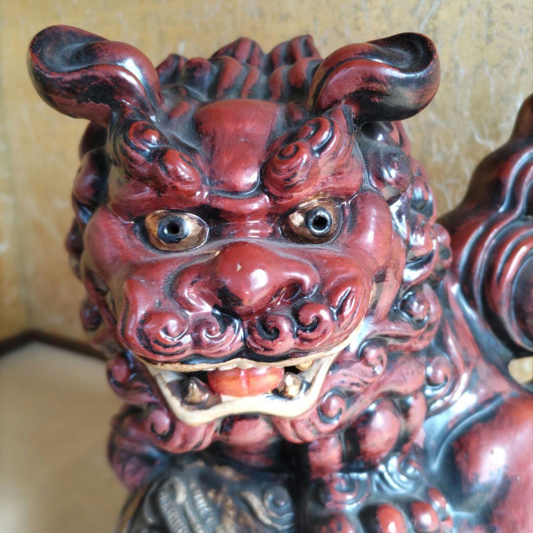 九谷焼　玉獅子置物