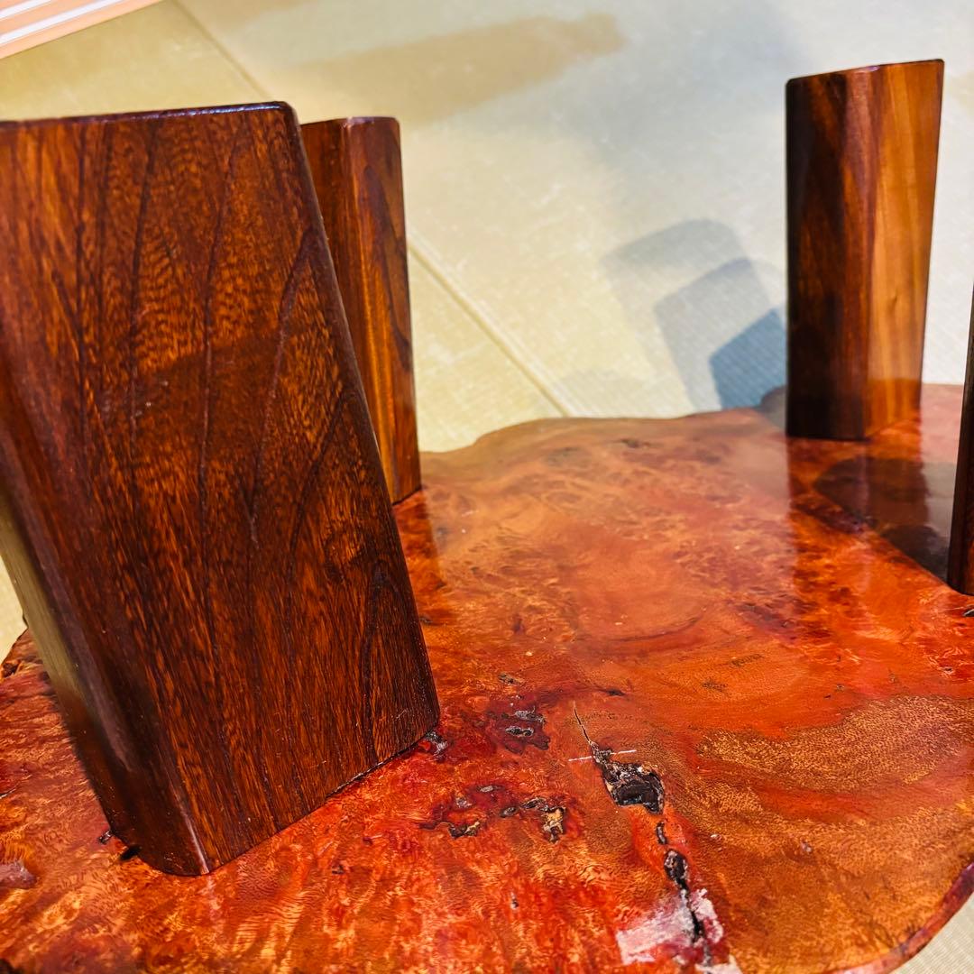 花梨 一枚板 天然木 花台 テーブル ローテーブル 瘤 座卓　飾り台
