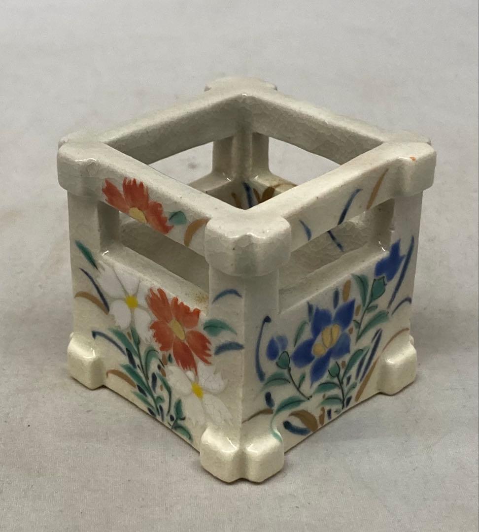 B534b「秋草図 井戸蓋置」宮川香雲作　竜谷　共布共箱