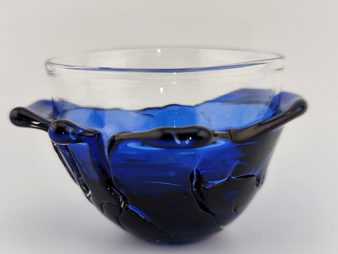 未使用美品☆由水常雄 破れガラス 被せガラス ぐい呑（切子、江戸切子、薩摩切子）