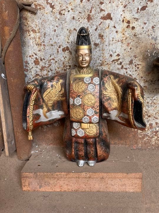 鋳物 金属製 美術置物 翁 能面人形 能楽 能舞 32cm