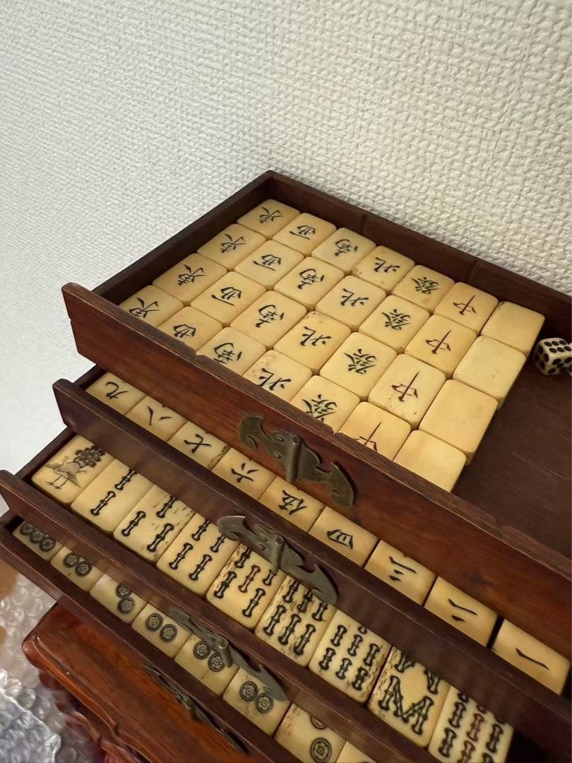 中国竹嵌骨牌 背竹牌 麻雀牌 現壯品 骨董 年代物