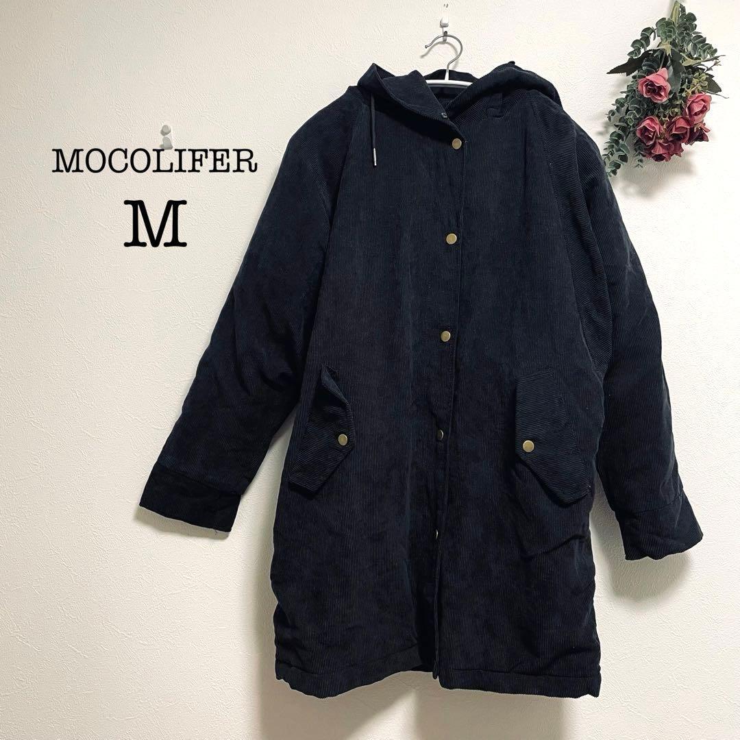 2414【MOCOLIFER】ボア付きモッズコート(M)フード付き　希少