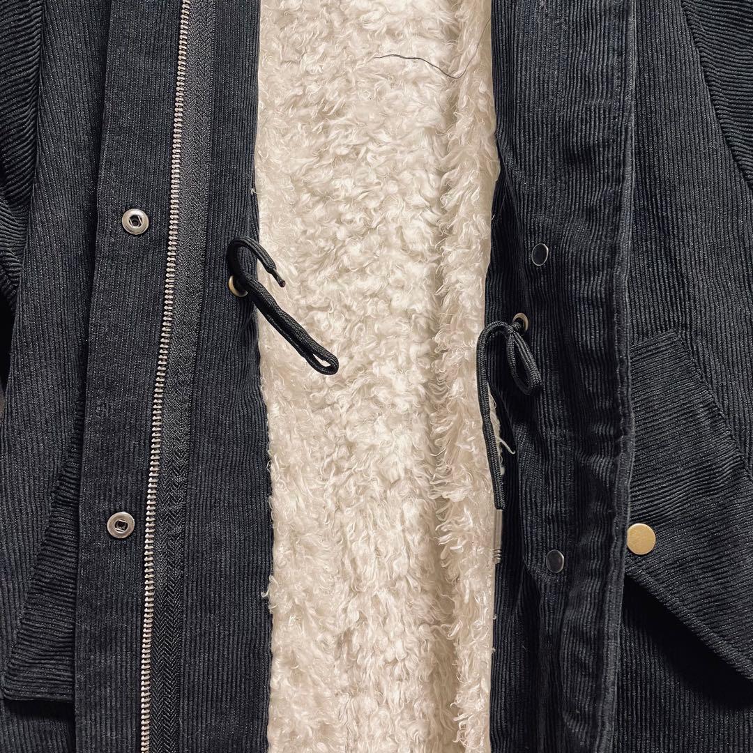 2414【MOCOLIFER】ボア付きモッズコート(M)フード付き　希少